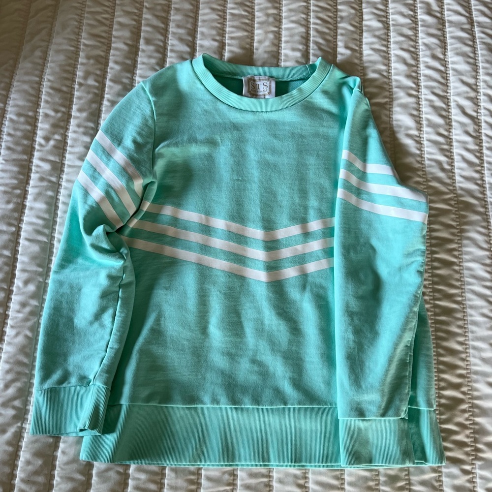 LIKE NEW Sail to Sable Mint Green Striped Crewneck Sweatshirt